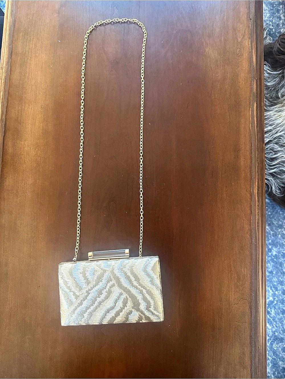 Judith Leiber Chain Shoulder Clutch in Gold & Blue Like New